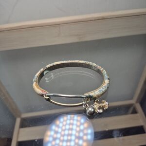 Charming Gold and Cream Bangle Bracelet